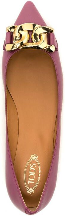 Tod's chain-detail ballerina shoes Purple