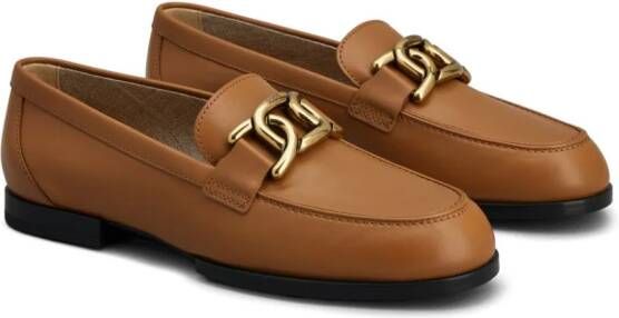 Tod's chain-detail leather loafers Brown