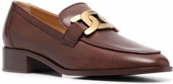 Tod's chain-detail leather loafers Brown