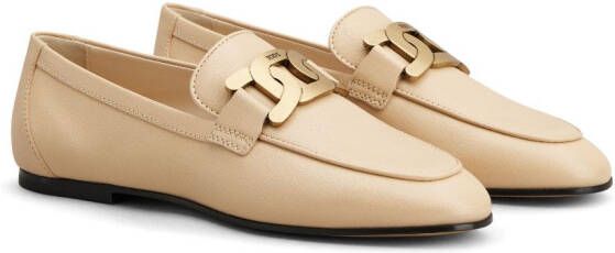 Tod's chain-detail leather loafers Neutrals