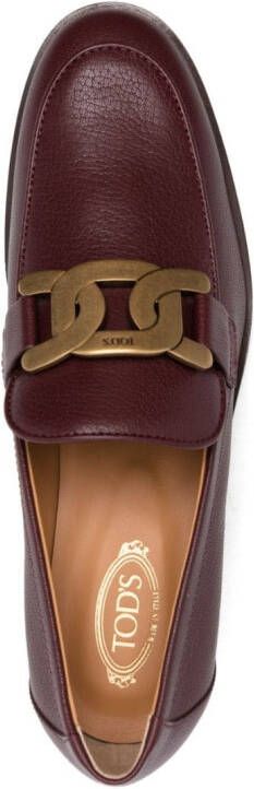Tod's chain-detail leather loafers Red