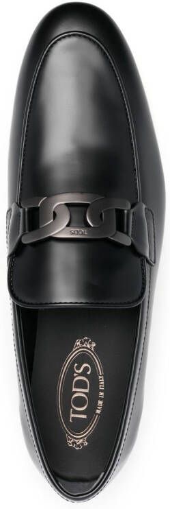Tod's chain-embellished leather loafers Black