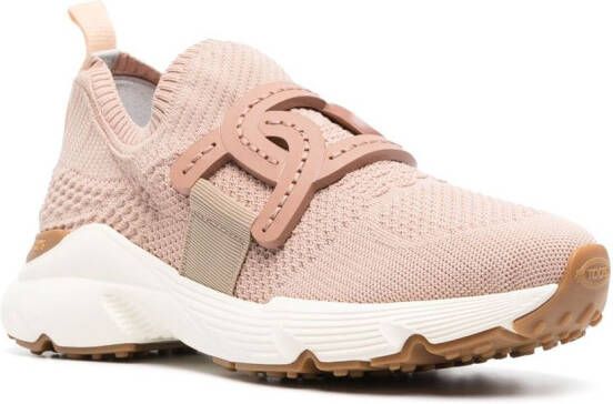 Tod's chain-embellished woven sneakers Pink