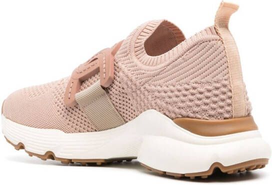 Tod's chain-embellished woven sneakers Pink
