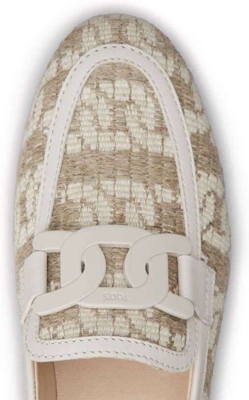 Tod's chain-jacquard woven loafers Neutrals
