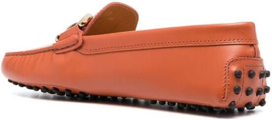 Tod's chain link-detail leather loafers Orange