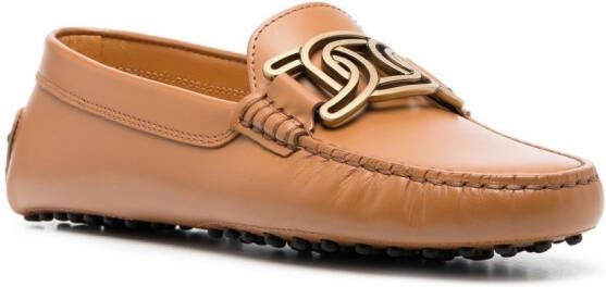 Tod's chain-link leather loafers Brown