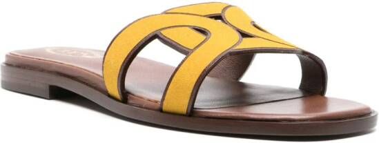 Tod's chain-motif leather slides Yellow