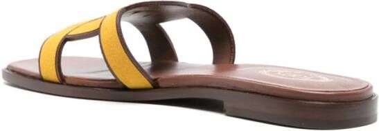 Tod's chain-motif leather slides Yellow