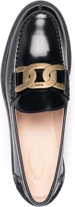 Tod's chain-plaque loafers Black