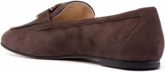 Tod's chain-plaque suede loafers Brown