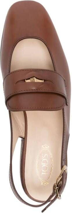 Tod's coin-detail slingback loafers Brown