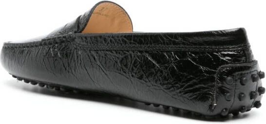 Tod's crinkled-leather penny loafers Black