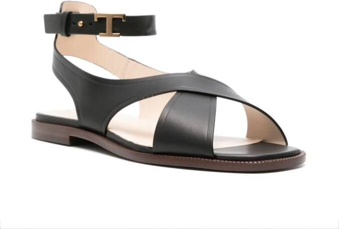 Tod's crossover-straps leather sandals Black