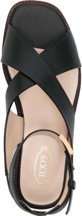 Tod's crossover-straps leather sandals Black