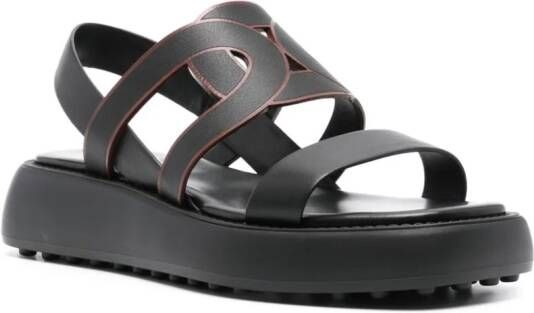 Tod's cut-out chain leather sandals Black