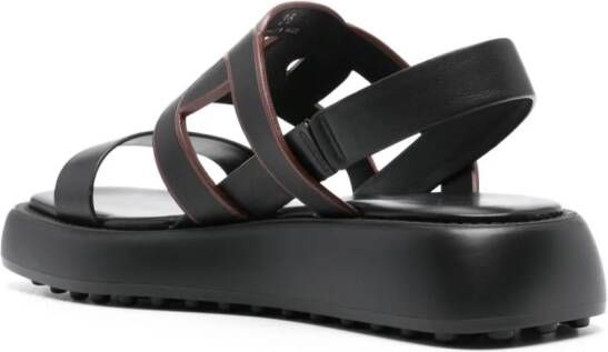 Tod's cut-out chain leather sandals Black