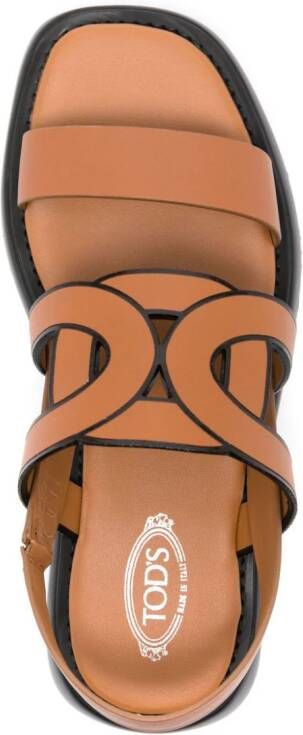 Tod's cut-out chain leather sandals Brown