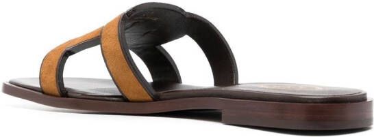 Tod's cut-out leather slides Brown