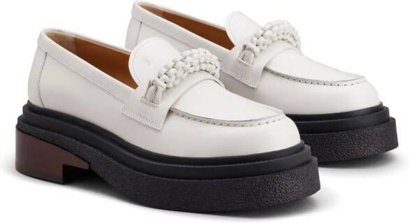 Tod's decorative-stitching leather loafers White