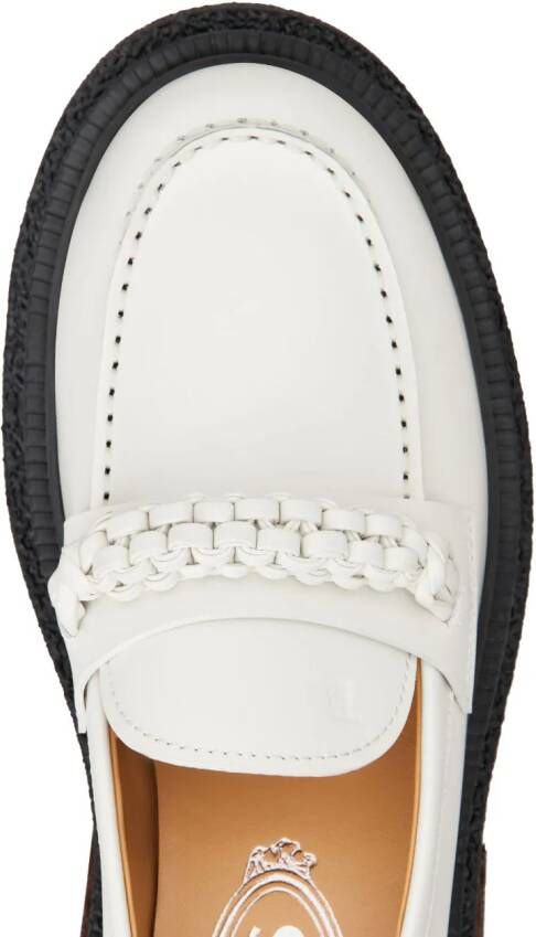 Tod's decorative-stitching leather loafers White