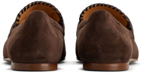 Tod's decorative-stitching leather loafers Brown
