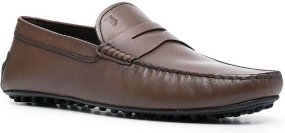 Tod's embossed-logo detail loafers Brown
