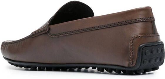 Tod's embossed-logo detail loafers Brown