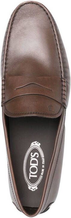 Tod's embossed-logo detail loafers Brown