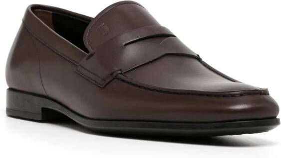 Tod's embossed-logo leather loafers Brown