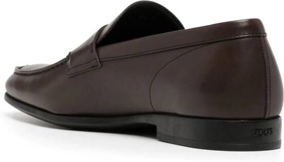 Tod's embossed-logo leather loafers Brown