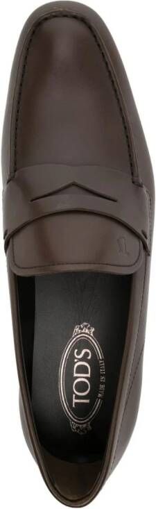 Tod's embossed-logo leather loafers Brown