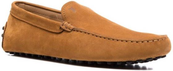 Tod's embroidered suede loafers Brown