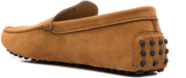 Tod's embroidered suede loafers Brown