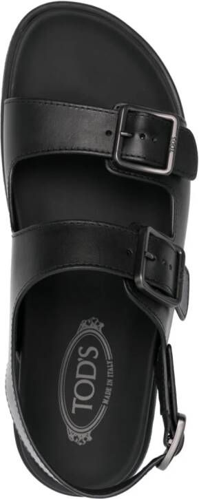 Tod's engraved-logo leather sandals Black