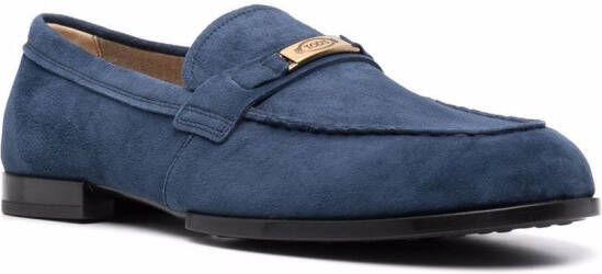 Tod's engraved logo plaque loafers Blue