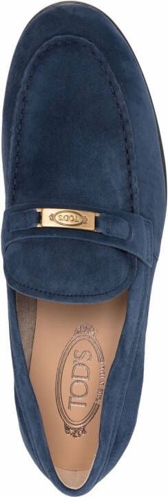 Tod's engraved logo plaque loafers Blue