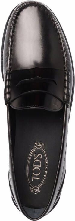 Tod's exposed stitch leather loafers Black