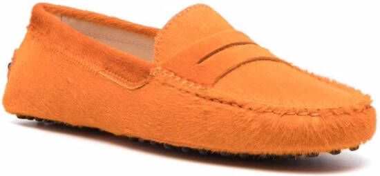 Tod's faux fur Gommino loafers Orange