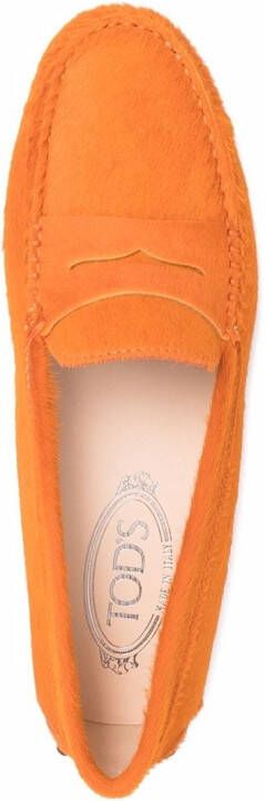 Tod's faux fur Gommino loafers Orange