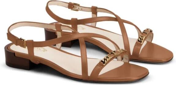 Tod's flat leather sandals Brown