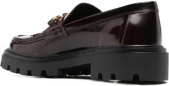 Tod's fringe-detail leather loafers Red