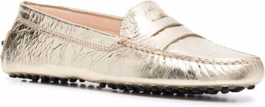 Tod's Gommino crackled-leather loafers Gold