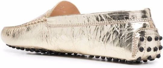 Tod's Gommino crackled-leather loafers Gold