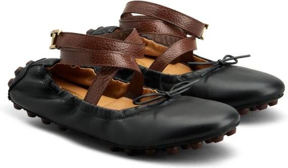 Tod's Gommino leather ballerina shoes Black