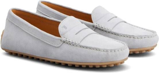 Tod's Gommino penny-slot suede loafers Grey
