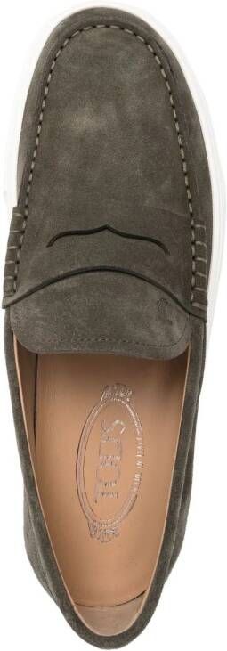 Tod's Gommino suede penny loafers Green