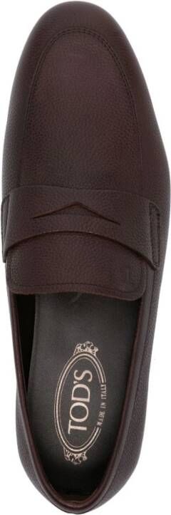 Tod's grained leather loafers Brown