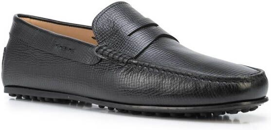 Tod's grained leather penny loafers Black