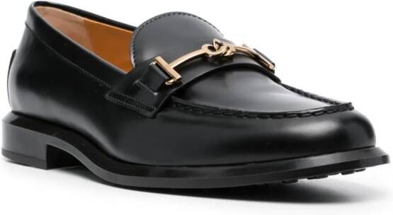 Tod's hardware-detail polished loafers Black